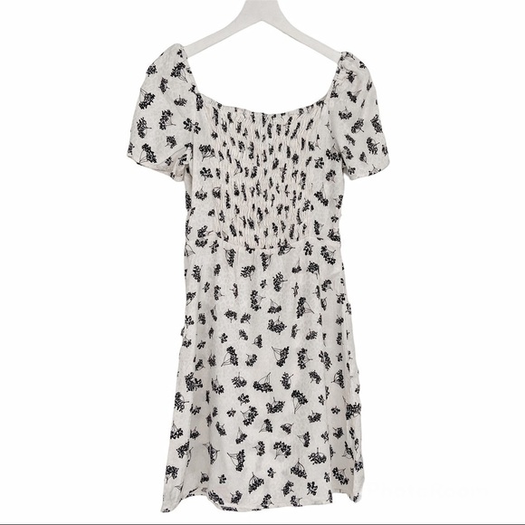 Maje White Floral Silk Metallic Buttons Satin Cocktail Mini Dress size 8 - Picture 6 of 10